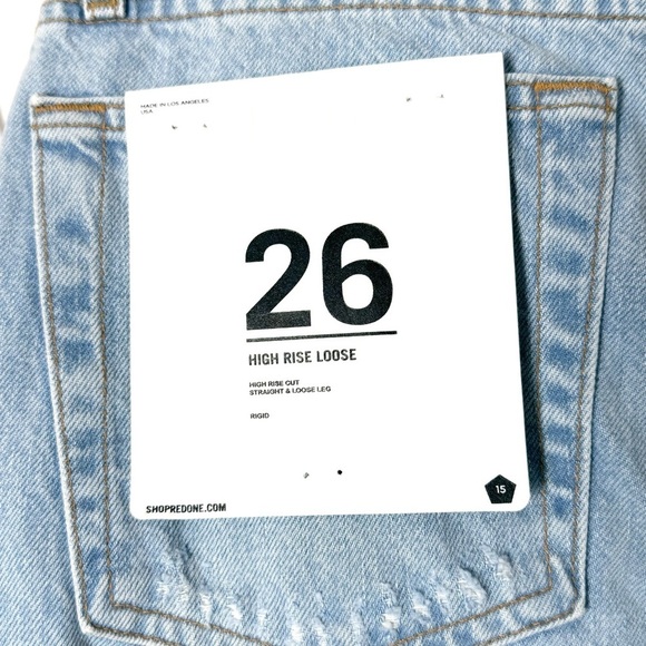 NWT RE/DONE 90s High Rise Light Wash Distressed Denim Loose Straight Leg Jean 26 - Picture 13 of 14